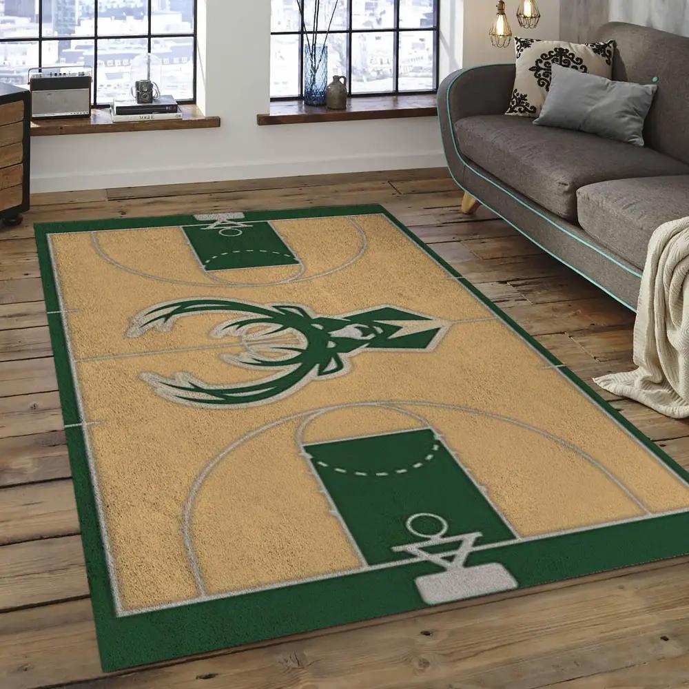 Nba milwaukee bucks basketball legend team logo rectangle area mbs30 Rectangle Rug