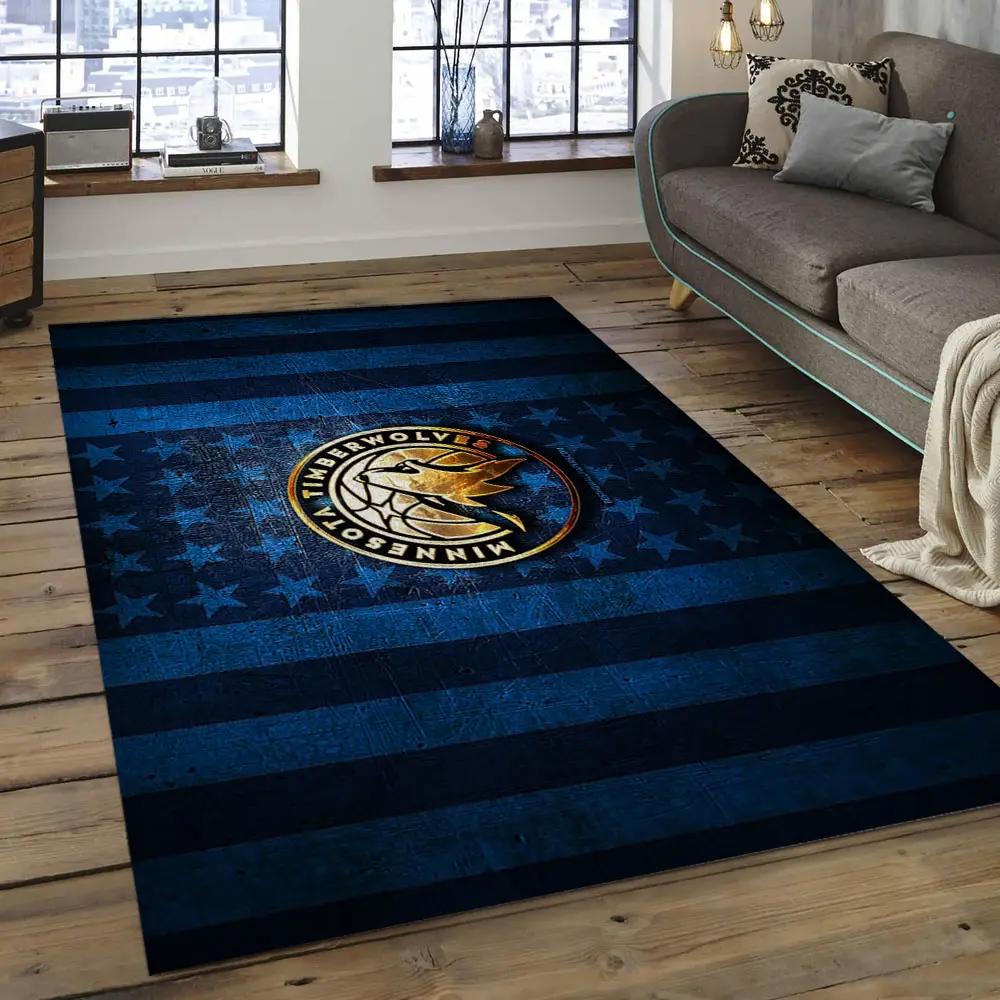 Nba minnesota timberwolves basketball legend team logo rectangle area mt07 Rectangle Rug