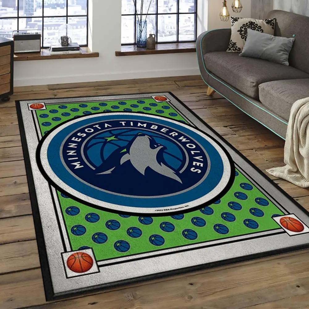 Nba minnesota timberwolves basketball legend team logo rectangle area mt31 Rectangle Rug