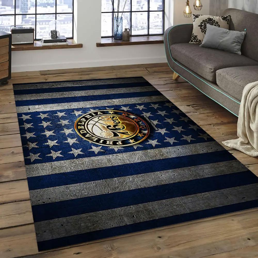 Nba philadelphia 76ers basketball legend team logo rectangle area p7616 Rectangle Rug