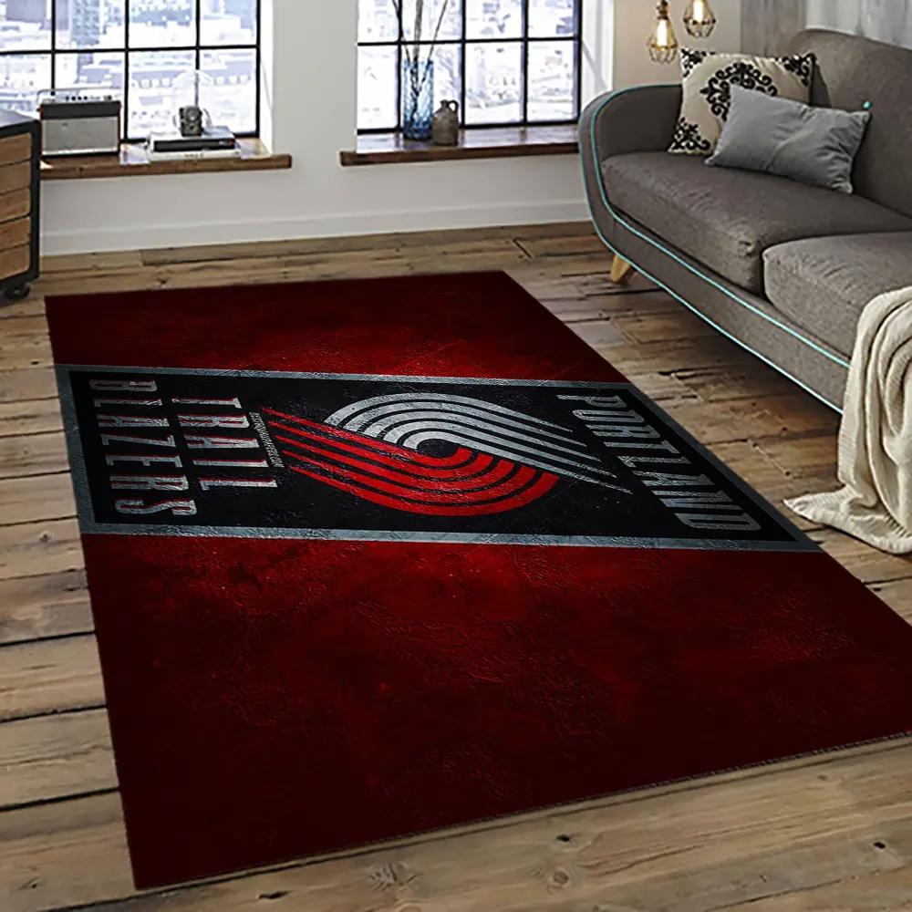 Nba portland trail blazers basketball team logo sport carpet rectangle area rug for living room ptb26 Rectangle Rug