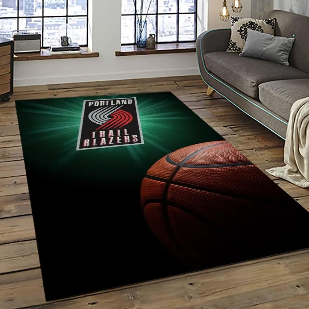 Nba portland trail blazers basketball team logo sport carpet rectangle area rug for living room ptb3 Rectangle Rug