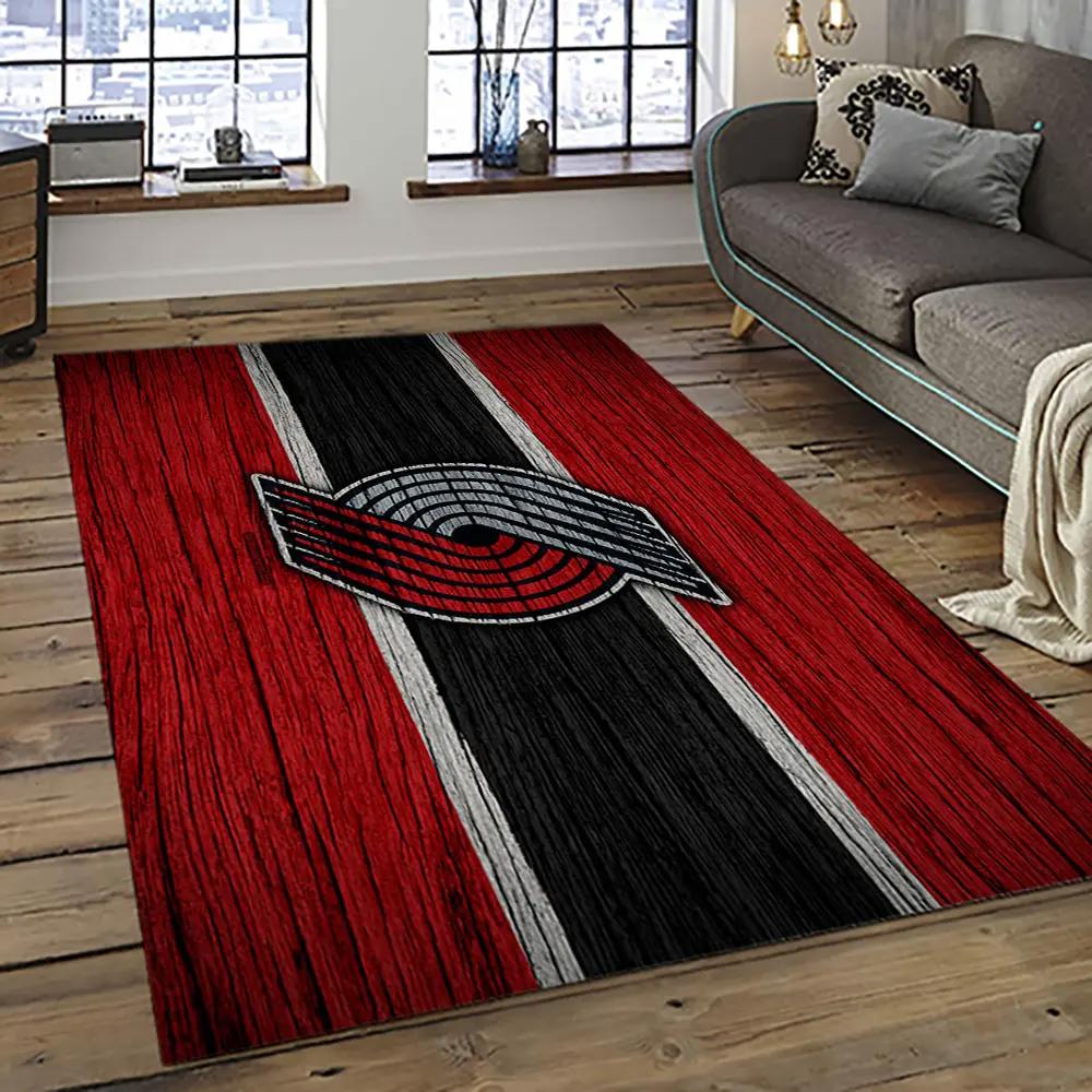 Nba portland trail blazers basketball team logo sport carpet rectangle area rug for living room ptb37 Rectangle Rug