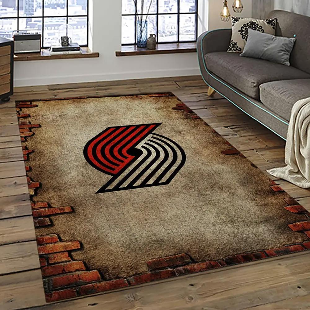 Nba portland trail blazers basketball team logo sport carpet rectangle area rug for living room ptb4 Rectangle Rug