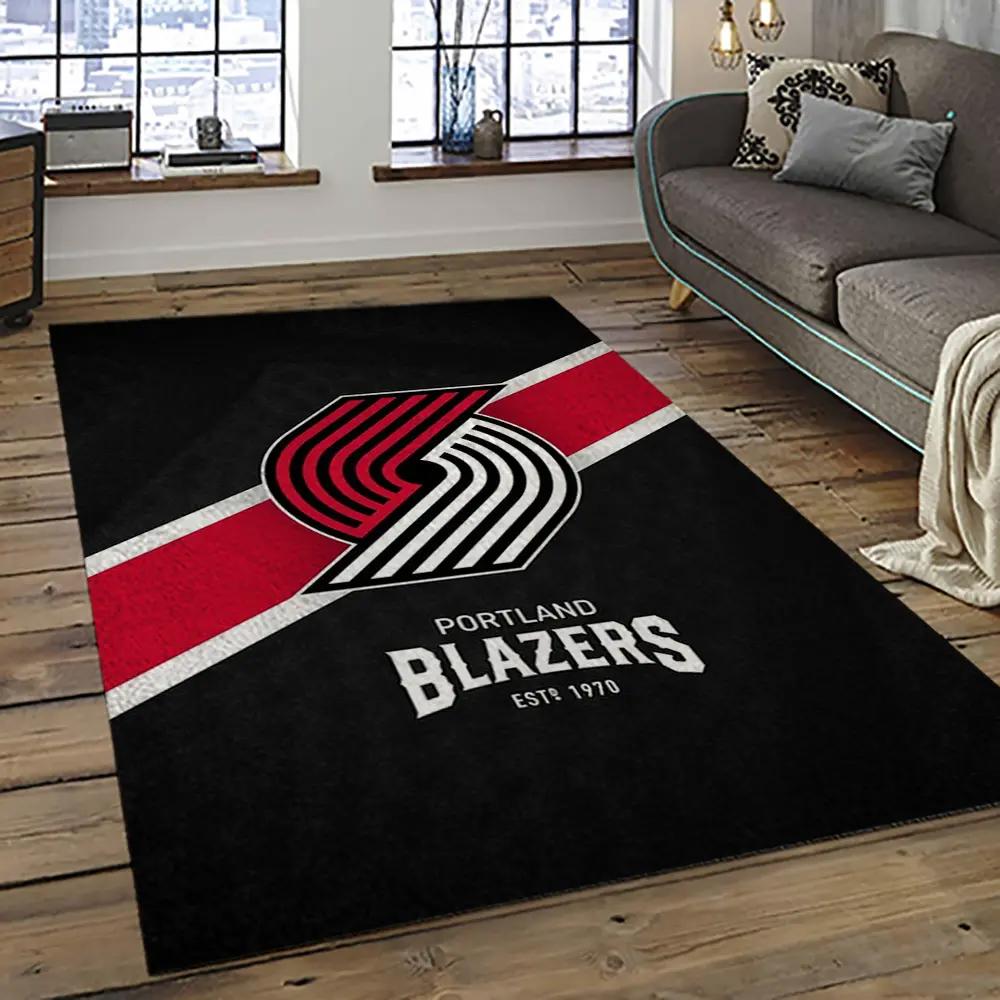 Nba portland trail blazers basketball team logo sport carpet rectangle area rug for living room ptb8 Rectangle Rug