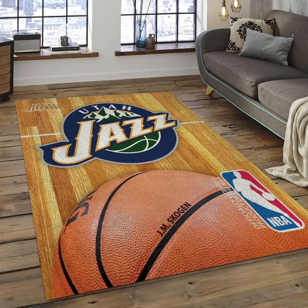 Nba utah jazz basketball legend team logo rectangle area uj19 Rectangle Rug