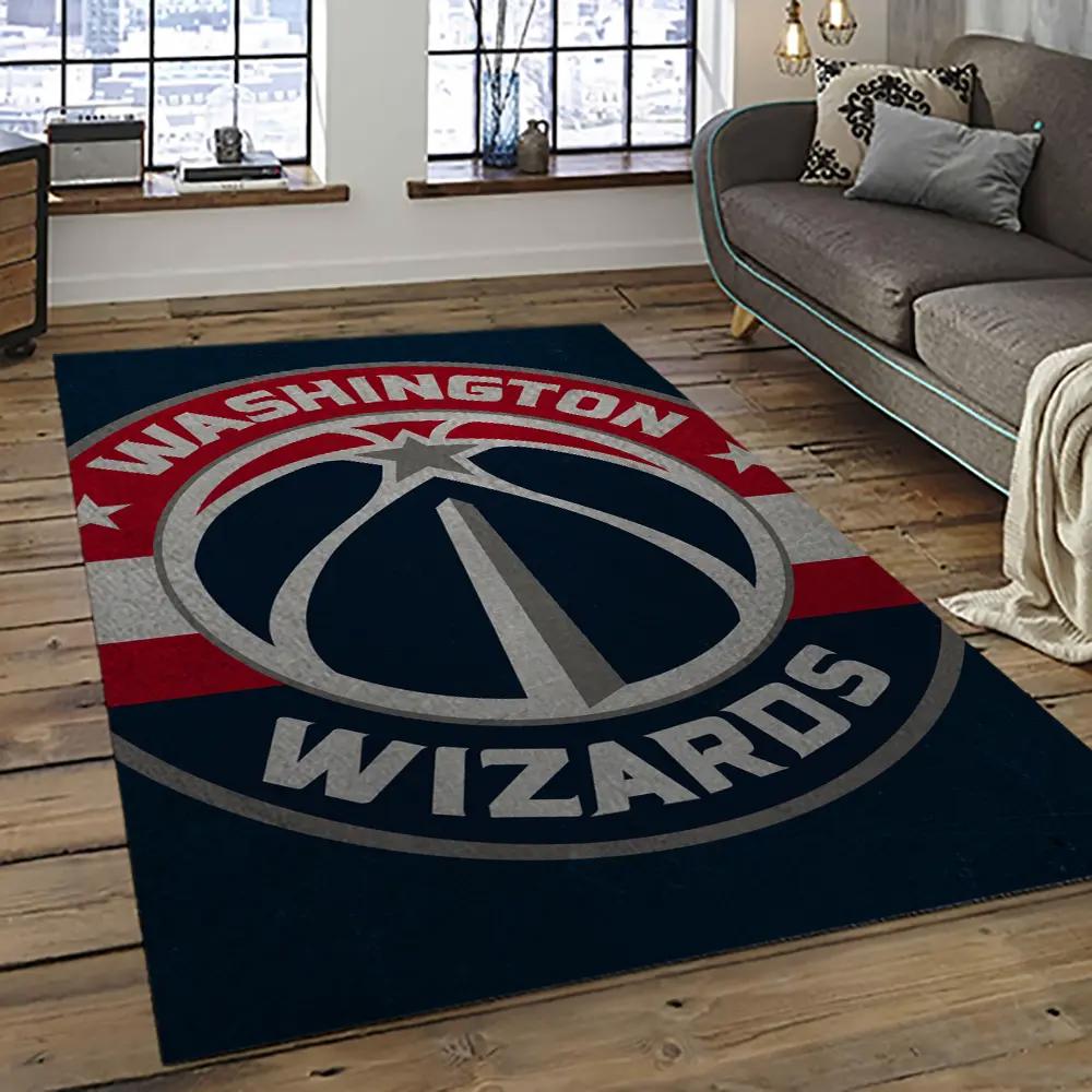 Nba washington wizards basketball team logo sport carpet rectangle area rug for living room wsw13 Rectangle Rug