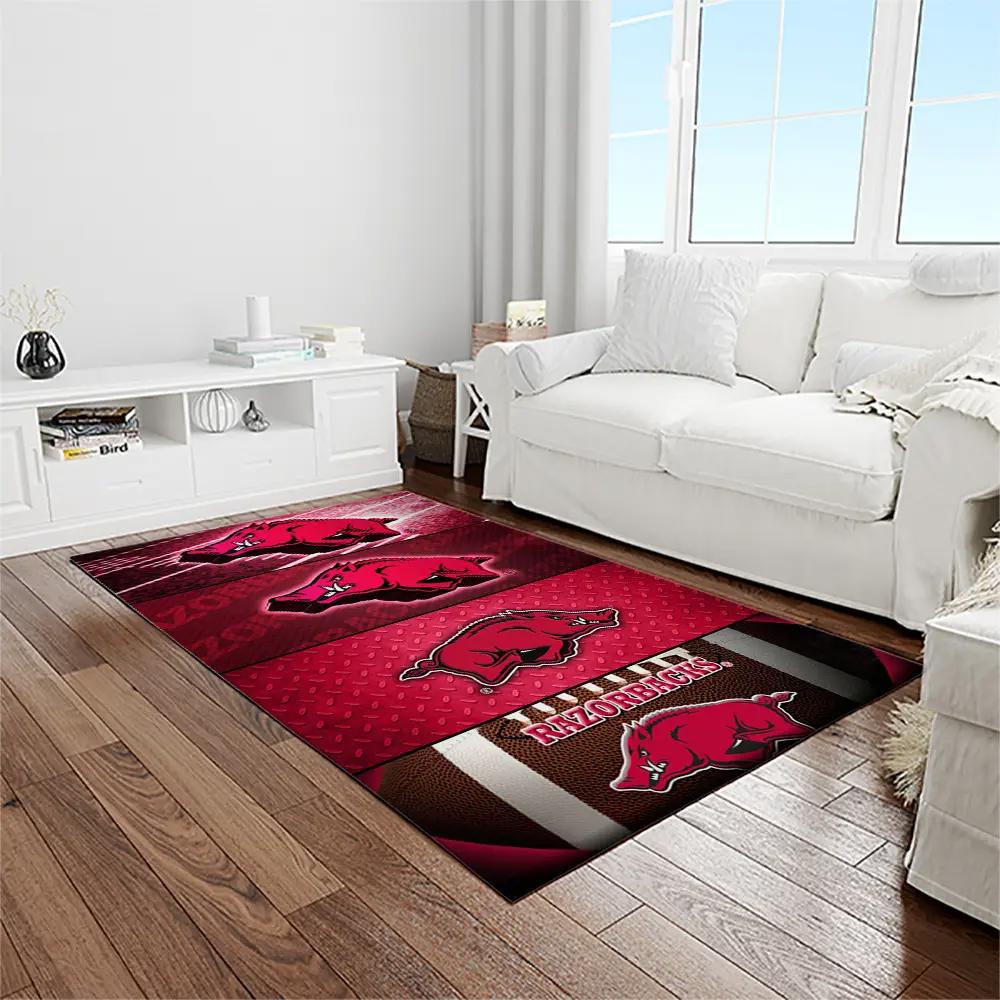 Ncaa arkansas razorbacks college sport basketball and foolball team logo rectangle area rug ar14 Rectangle Rug