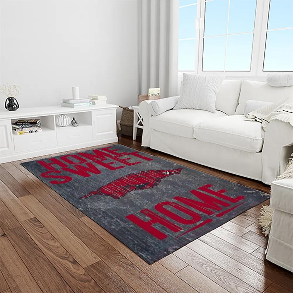 Ncaa arkansas razorbacks college sport basketball and foolball team logo rectangle area rug ar29 Rectangle Rug