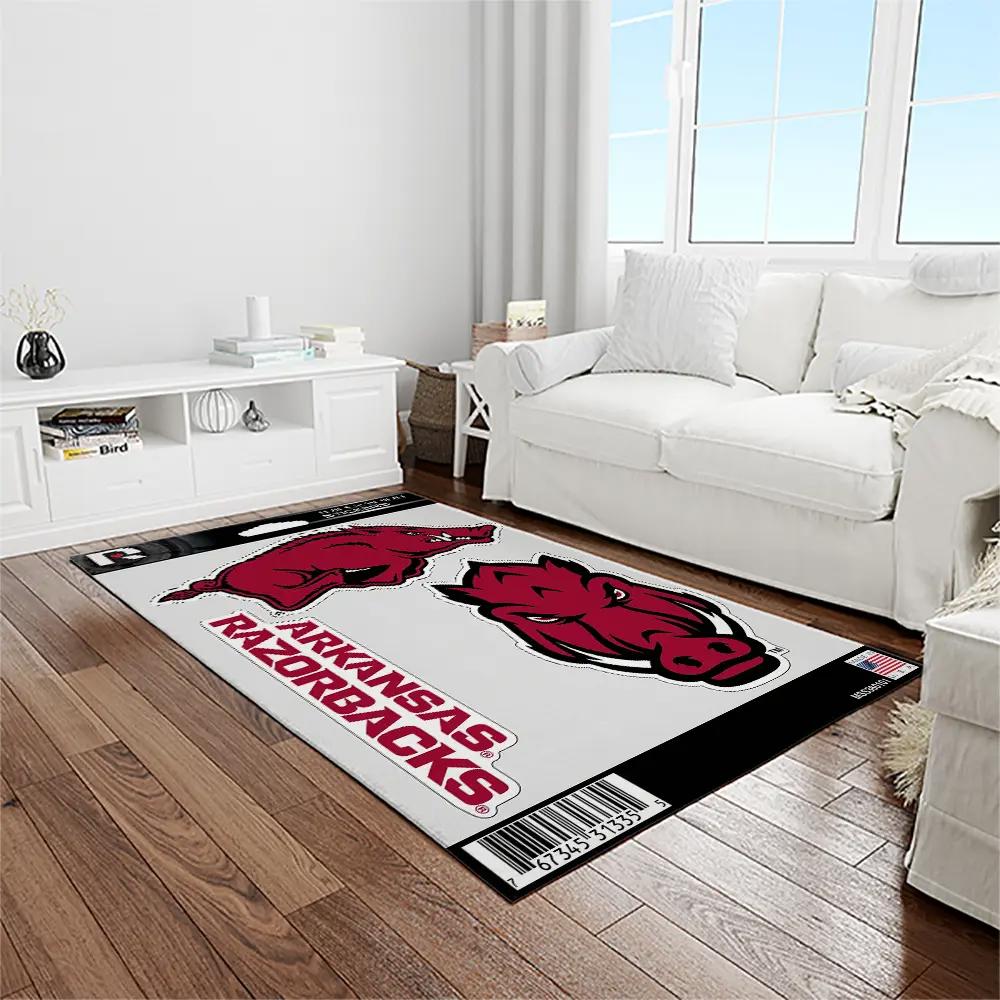 Ncaa arkansas razorbacks college sport basketball and foolball team logo rectangle area rug ar35 Rectangle Rug