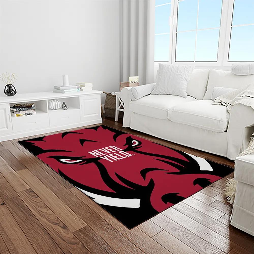 Ncaa arkansas razorbacks college sport basketball and foolball team logo rectangle area rug ar36 Rectangle Rug