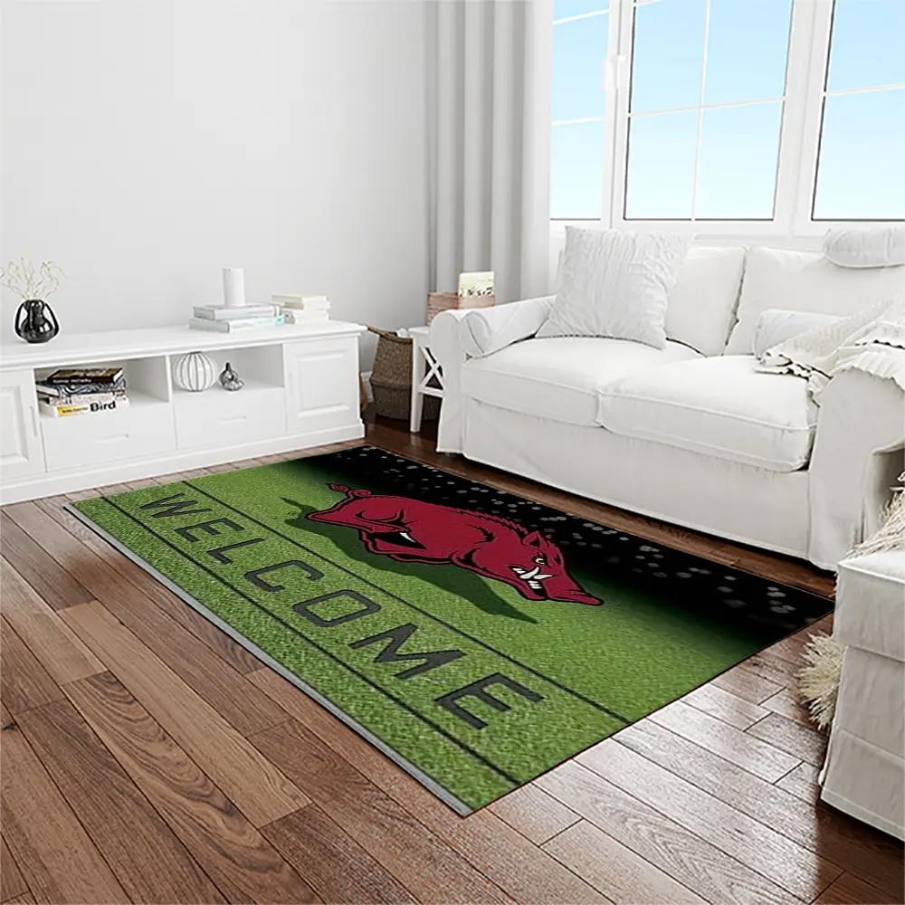 Ncaa arkansas razorbacks college sport basketball and foolball team logo rectangle area rug ar45 Rectangle Rug