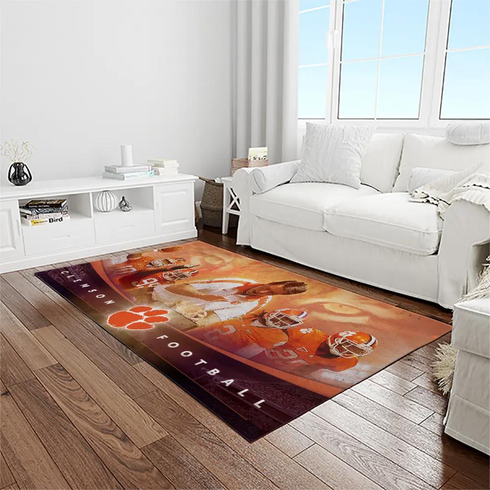 Ncaa clemson tigers college sport basketball and foolball team logo rectangle area rug ct14 Rectangle Rug