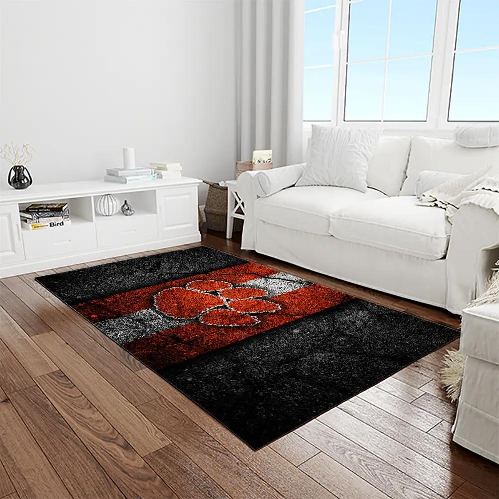 Ncaa clemson tigers college sport basketball and foolball team logo rectangle area rug ct17 Rectangle Rug