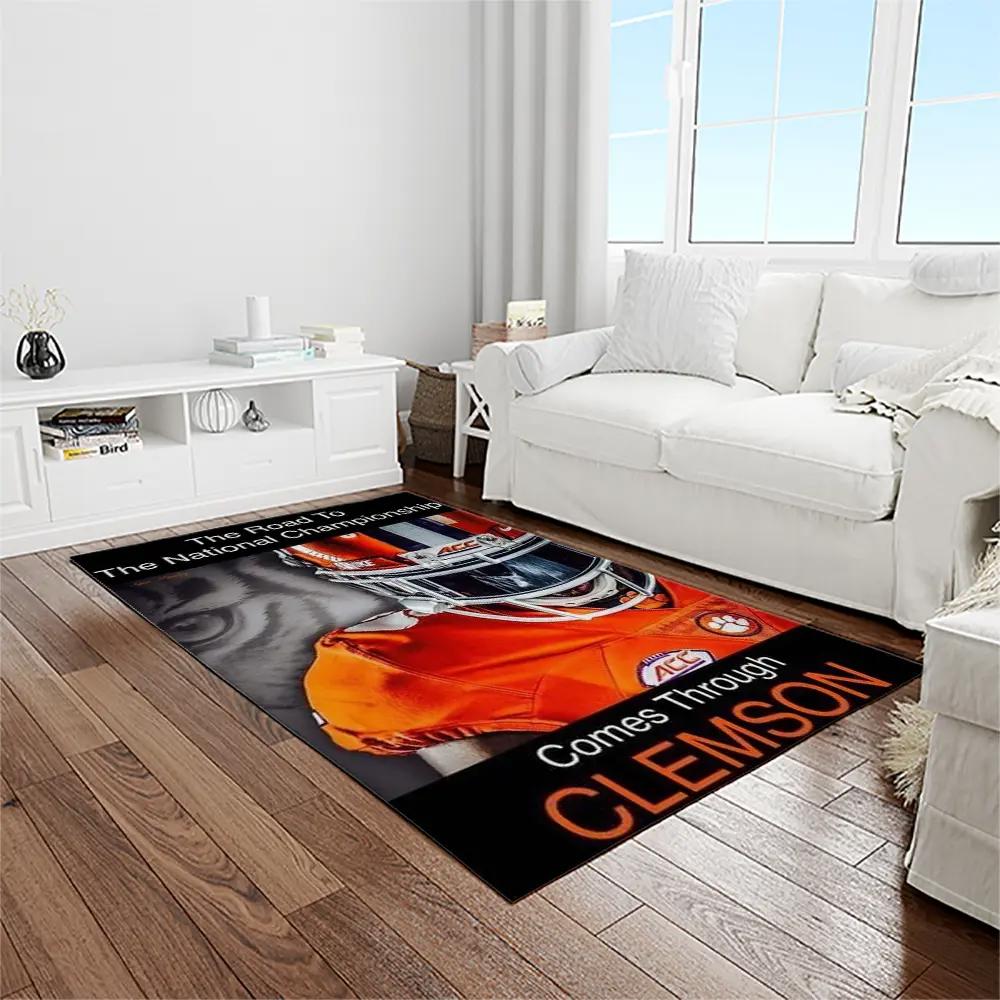 Ncaa clemson tigers college sport basketball and foolball team logo rectangle area rug ct76 Rectangle Rug