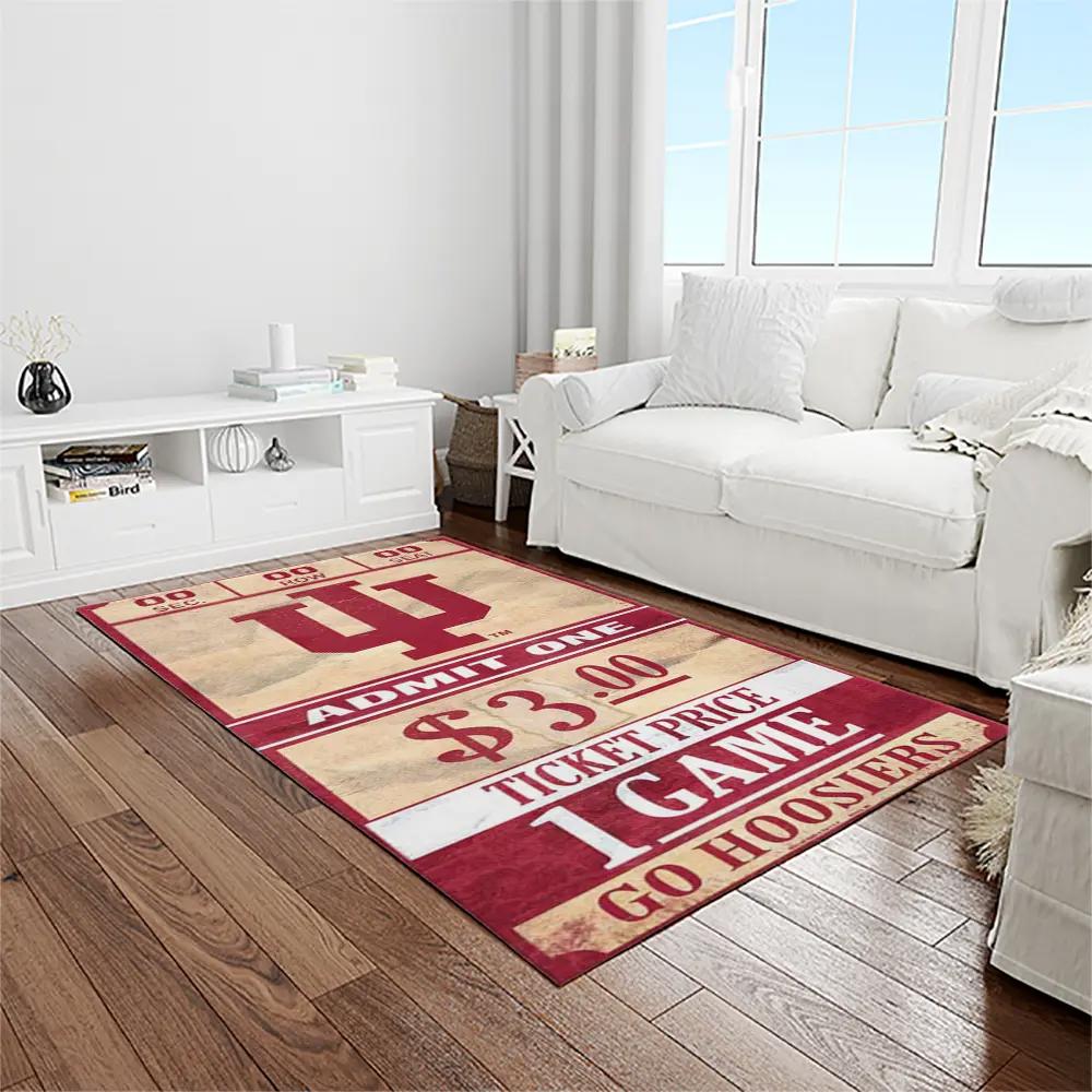 Ncaa indiana hoosiers college sport basketball and foolball team logo rectangle area rug ihs18 Rectangle Rug