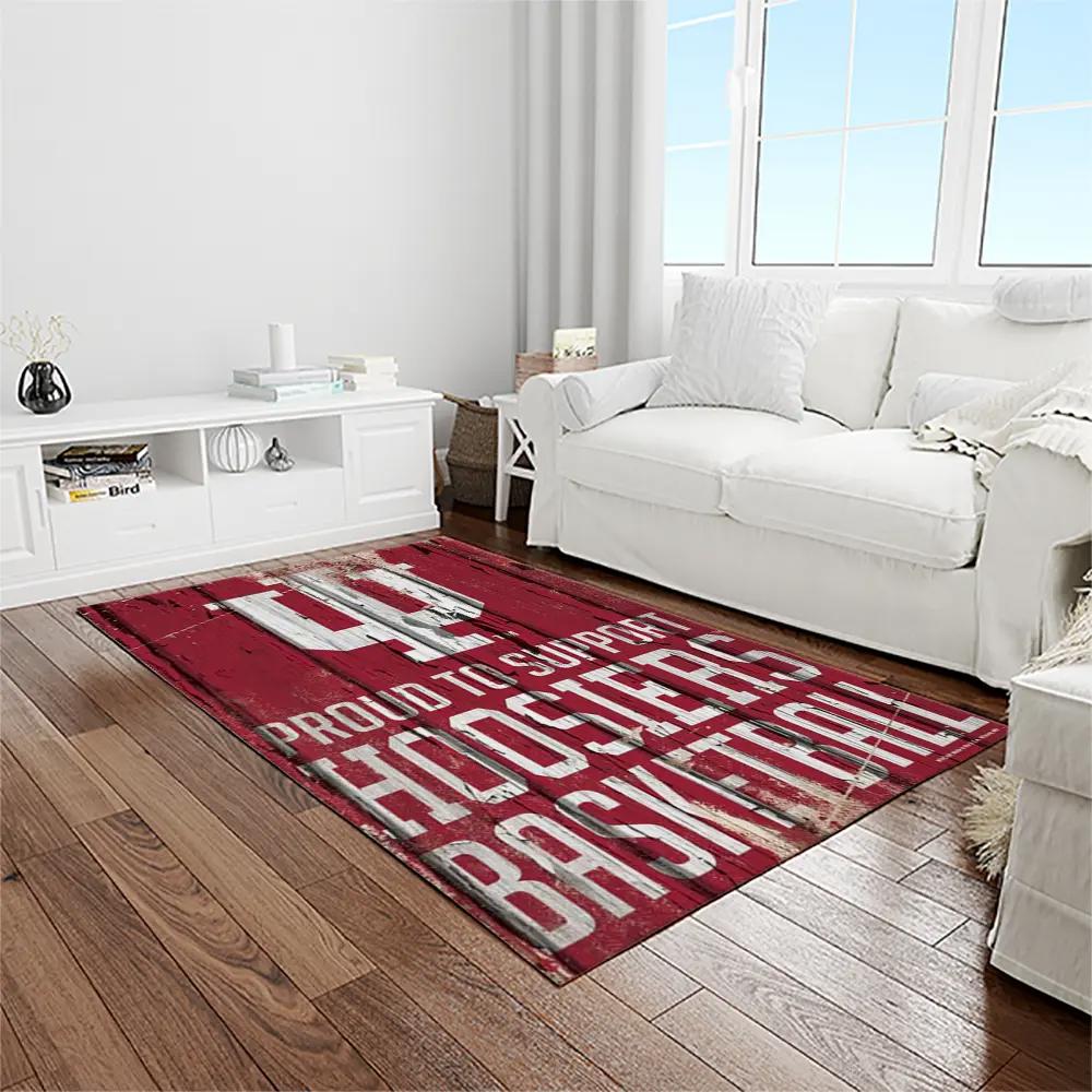 Ncaa indiana hoosiers college sport basketball and foolball team logo rectangle area rug ihs19 Rectangle Rug
