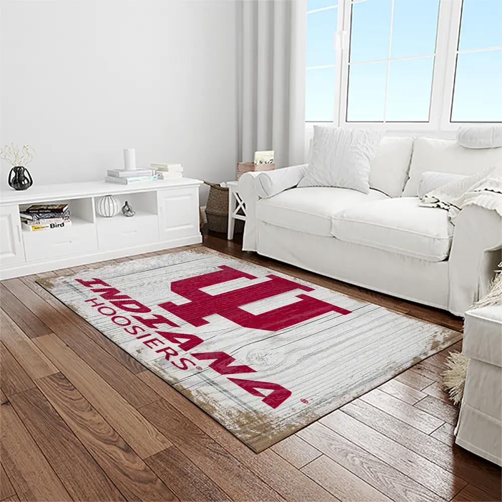 Ncaa indiana hoosiers college sport basketball and foolball team logo rectangle area rug ihs21 Rectangle Rug