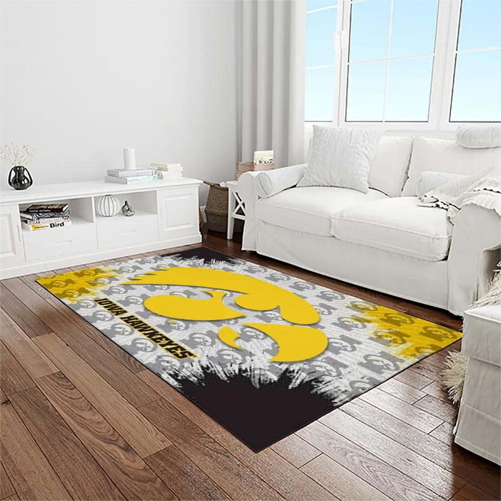 Ncaa iowa hawkeyes college sport basketball and foolball team logo rectangle area rug iwh02 Rectangle Rug
