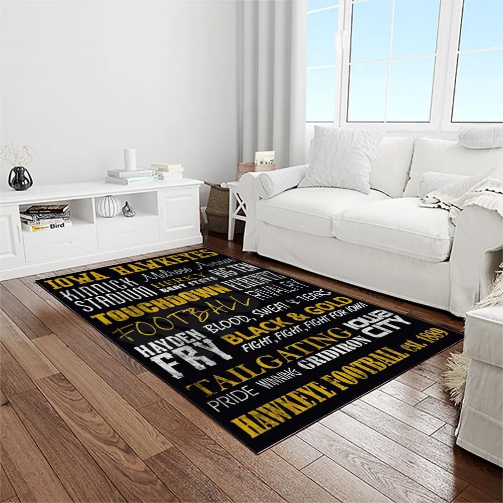 Ncaa iowa hawkeyes college sport basketball and foolball team logo rectangle area rug iwh04 Rectangle Rug