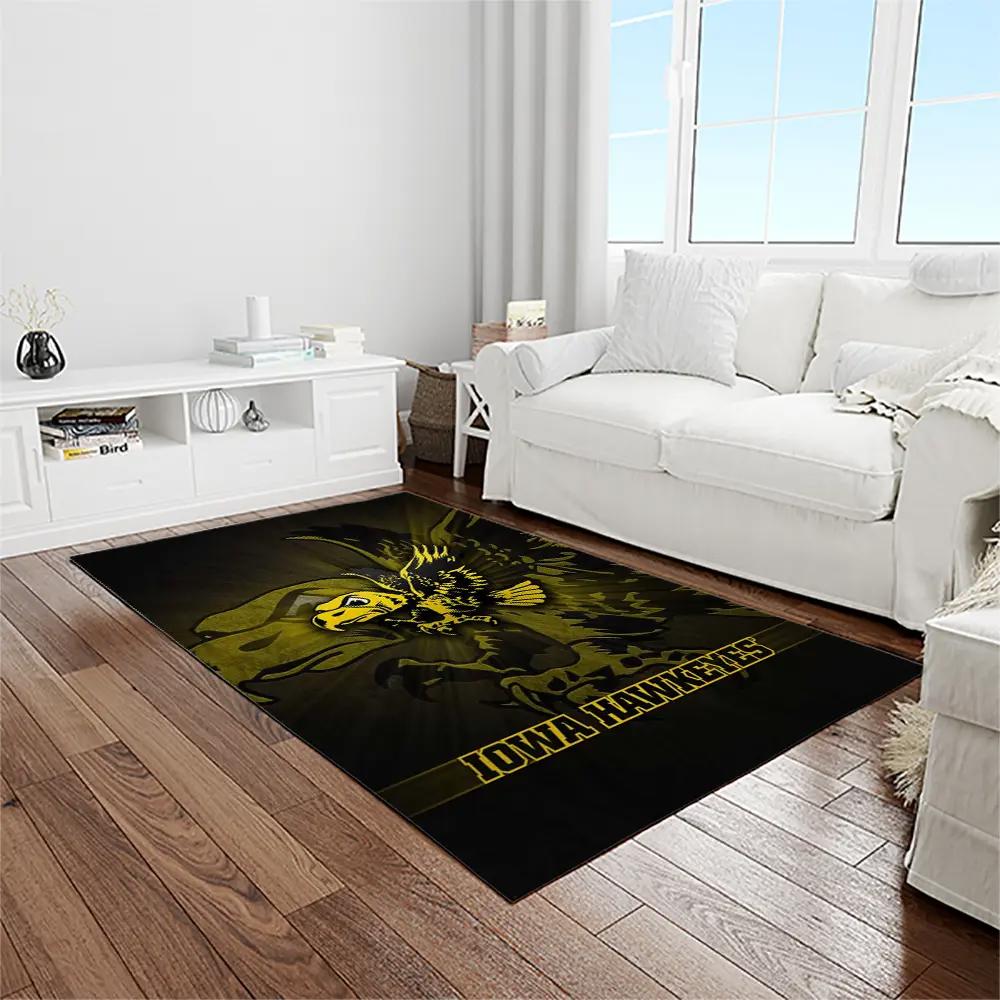 Ncaa iowa hawkeyes college sport basketball and foolball team logo rectangle area rug iwh10 Rectangle Rug