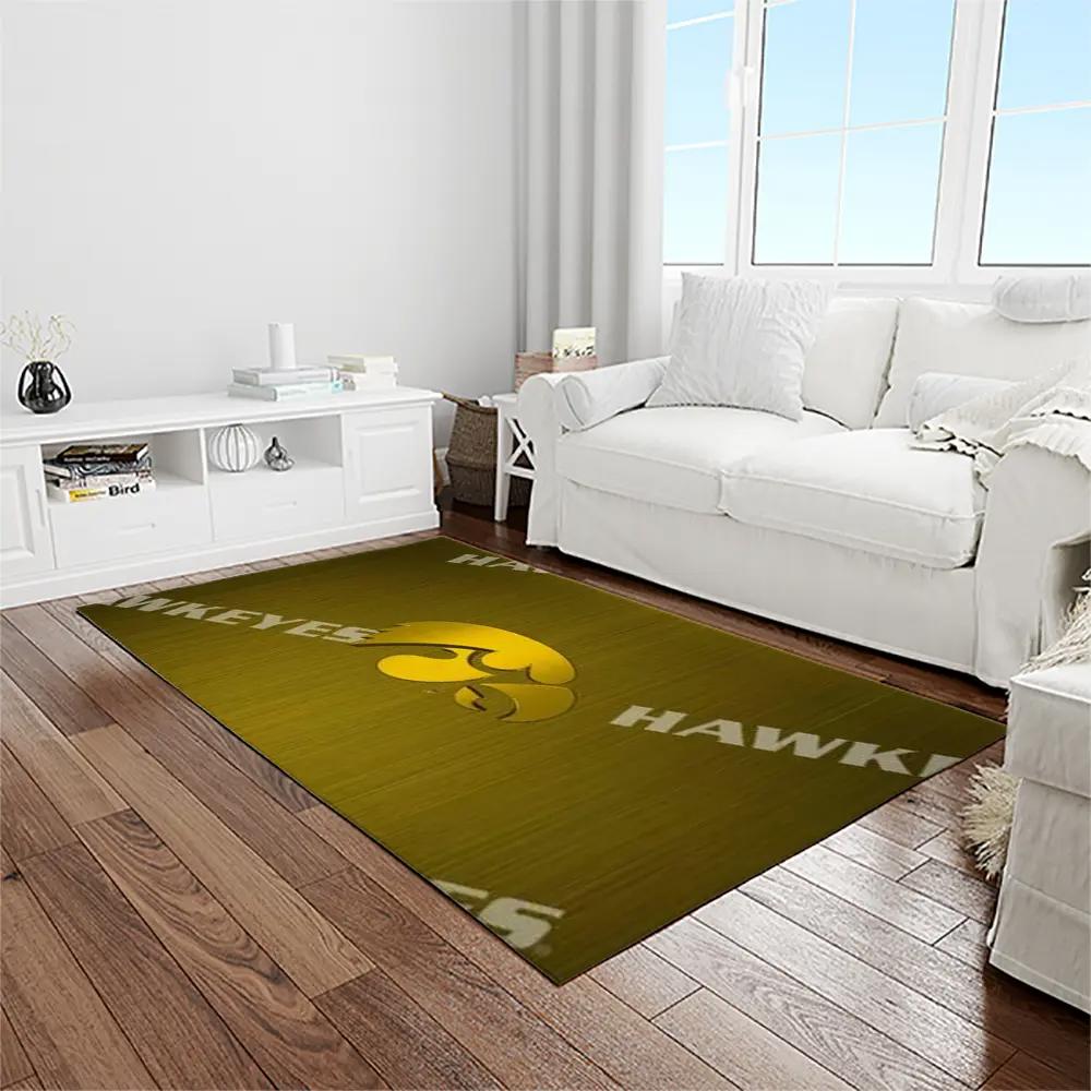 Ncaa iowa hawkeyes college sport basketball and foolball team logo rectangle area rug iwh39 Rectangle Rug