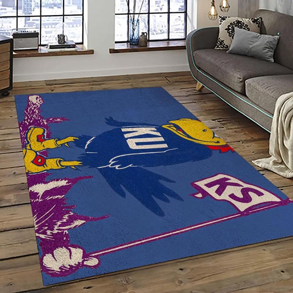 Ncaa kansas jayhawks football team logo sport carpet area rug home decor best gift for friends ksjk10 Rectangle Rug