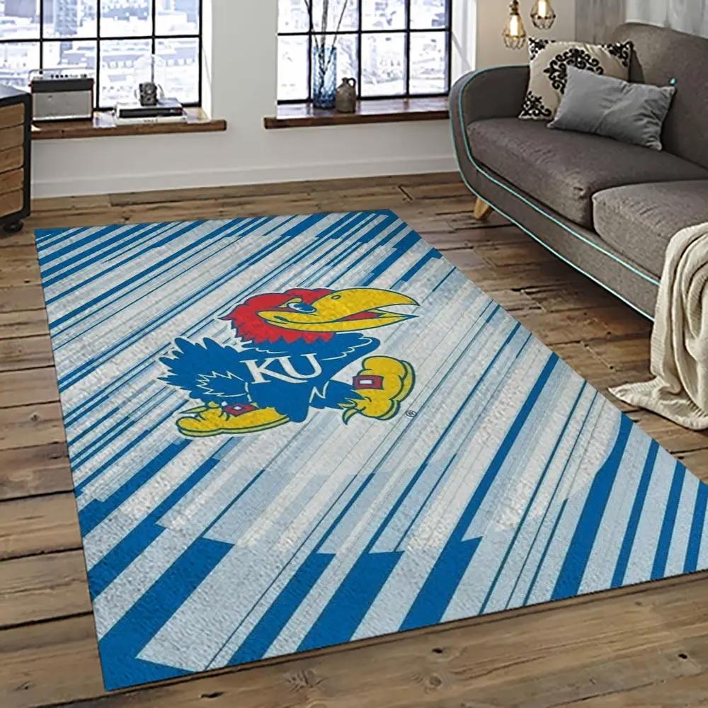 Ncaa kansas jayhawks football team logo sport carpet area rug home decor best gift for friends ksjk14 Rectangle Rug
