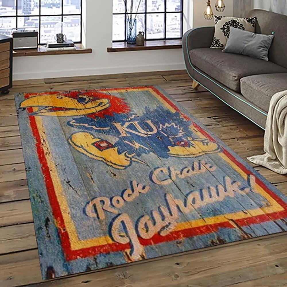 Ncaa kansas jayhawks football team logo sport carpet area rug home decor best gift for friends ksjk52 Rectangle Rug