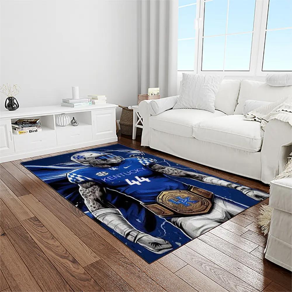 Ncaa kentucky wildcats college sport basketball and foolball team logo rectangle area rug ktw41 Rectangle Rug