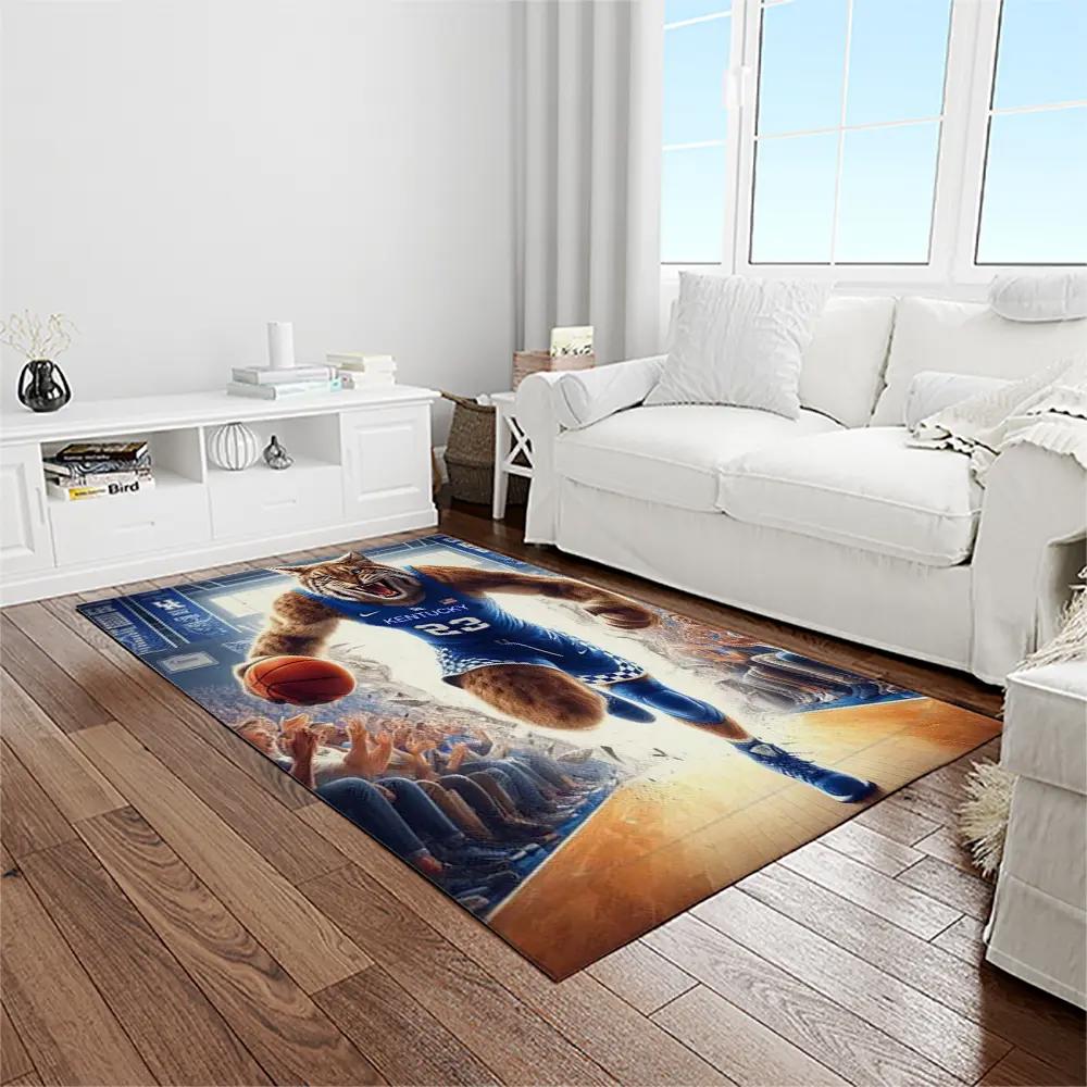 Ncaa kentucky wildcats college sport basketball and foolball team logo rectangle area rug ktw42 Rectangle Rug
