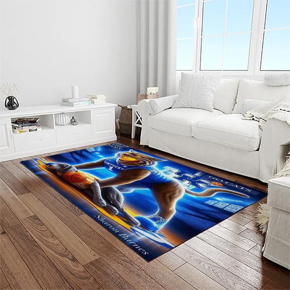 Ncaa kentucky wildcats college sport basketball and foolball team logo rectangle area rug ktw44 Rectangle Rug
