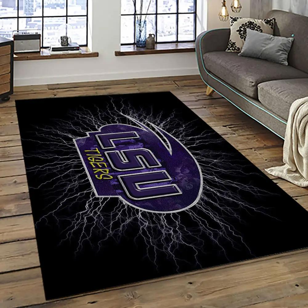 Ncaa lsu tigers basketball team logo sport carpet area rug home decor best gift for friends lsu5 Rectangle Rug