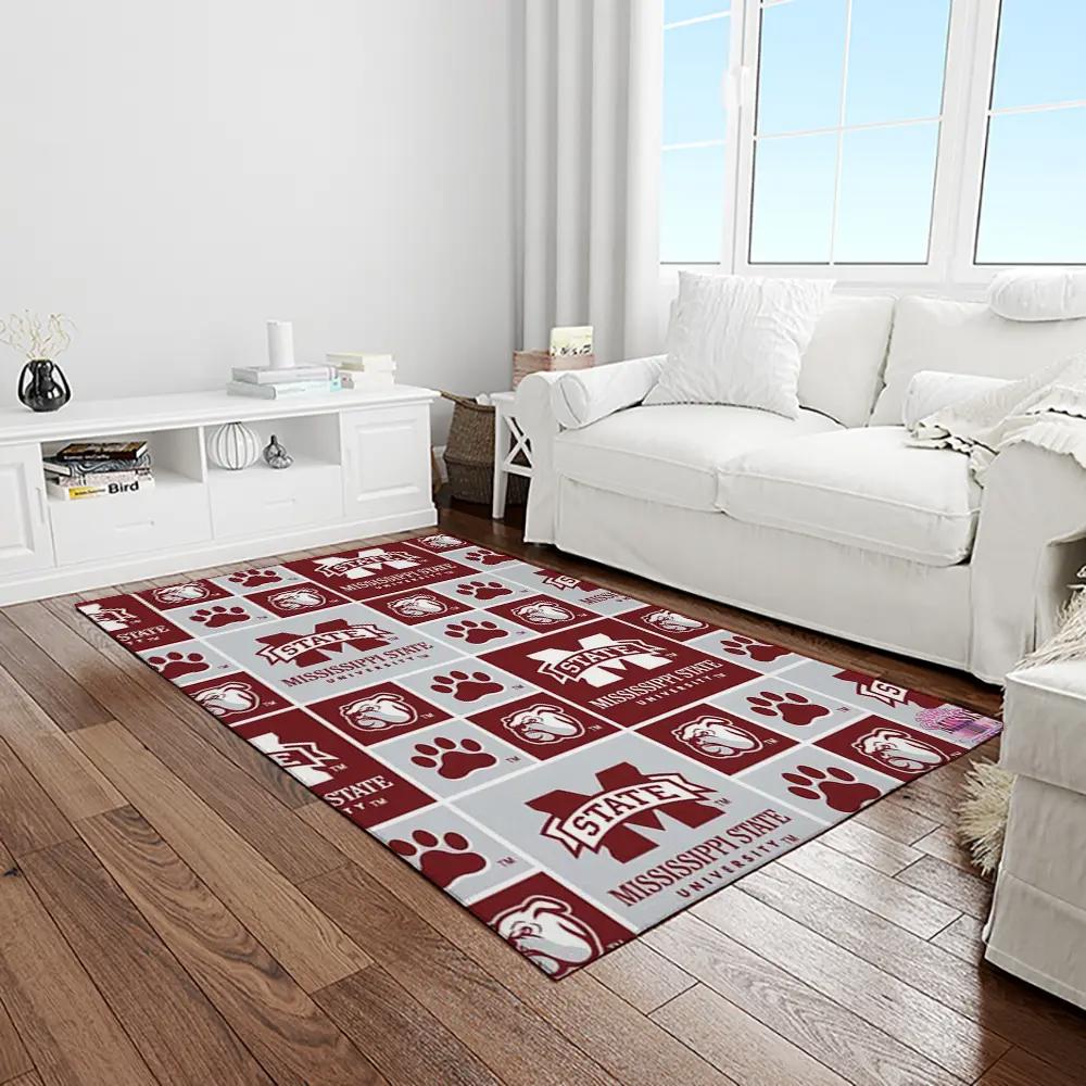 Ncaa mississippi state bulldogs college sport basketball and foolball team logo rectangle area rug msb32 Rectangle Rug