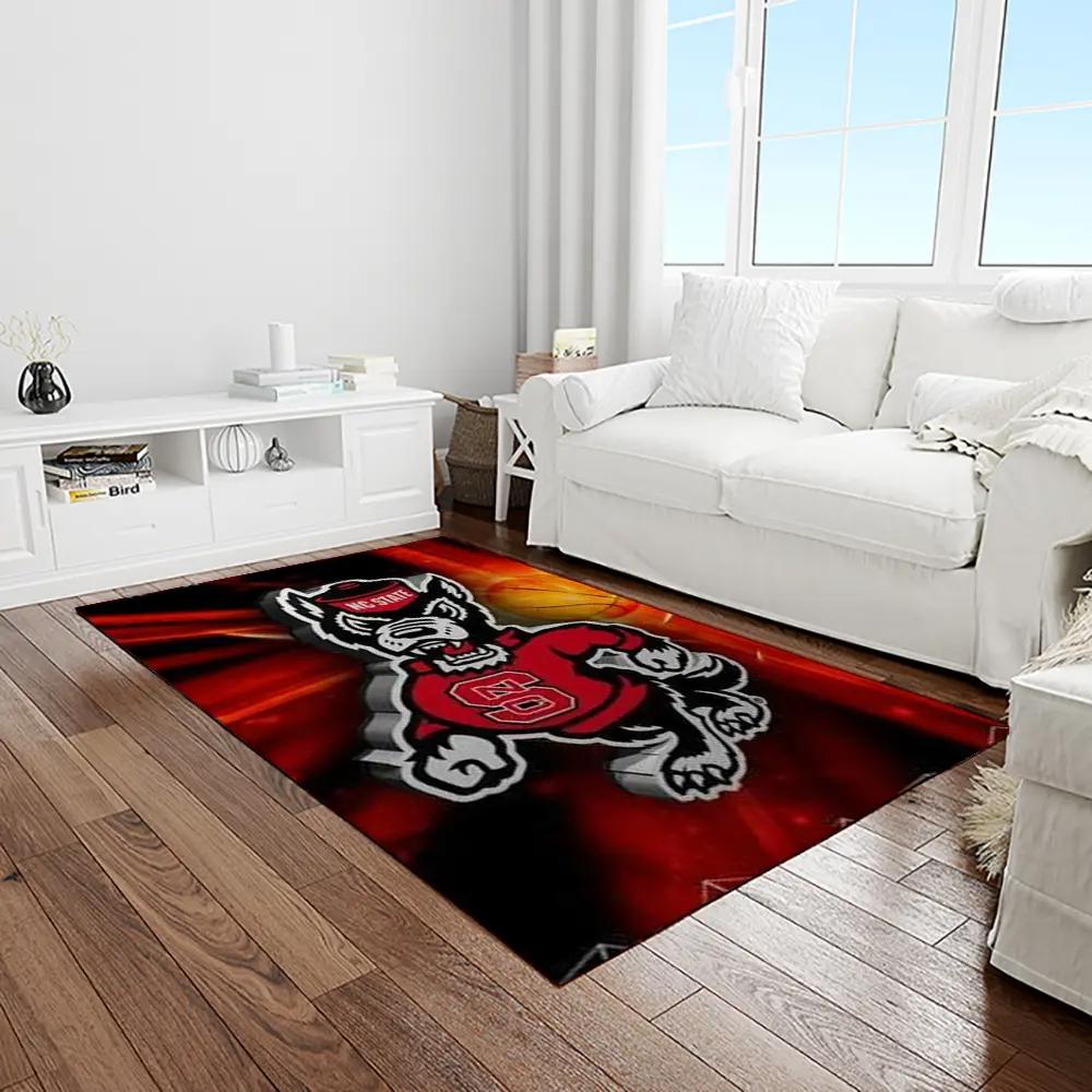 Ncaa nc state wolfpack sport basketball and foolball team logo rectangle area rug ncsw24 Rectangle Rug