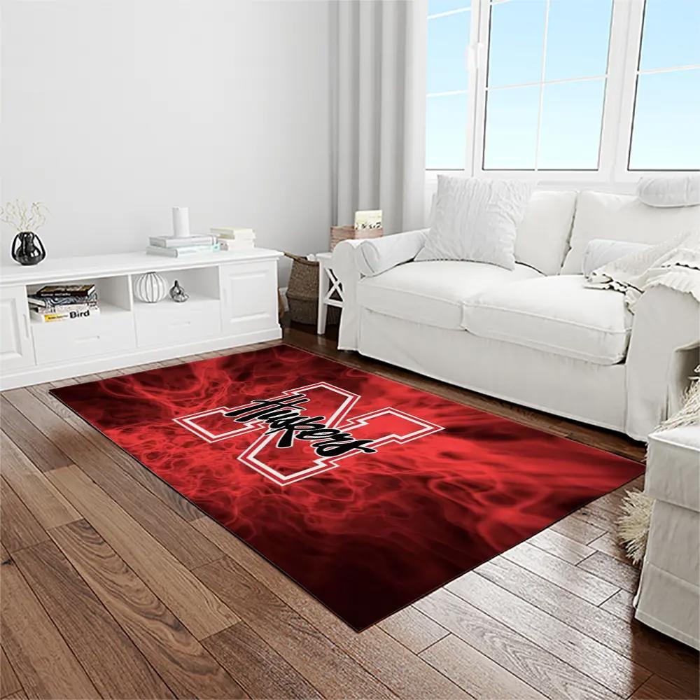 Ncaa nebraska cornhuskers college sport basketball and foolball team logo rectangle area rug ncs10 Rectangle Rug