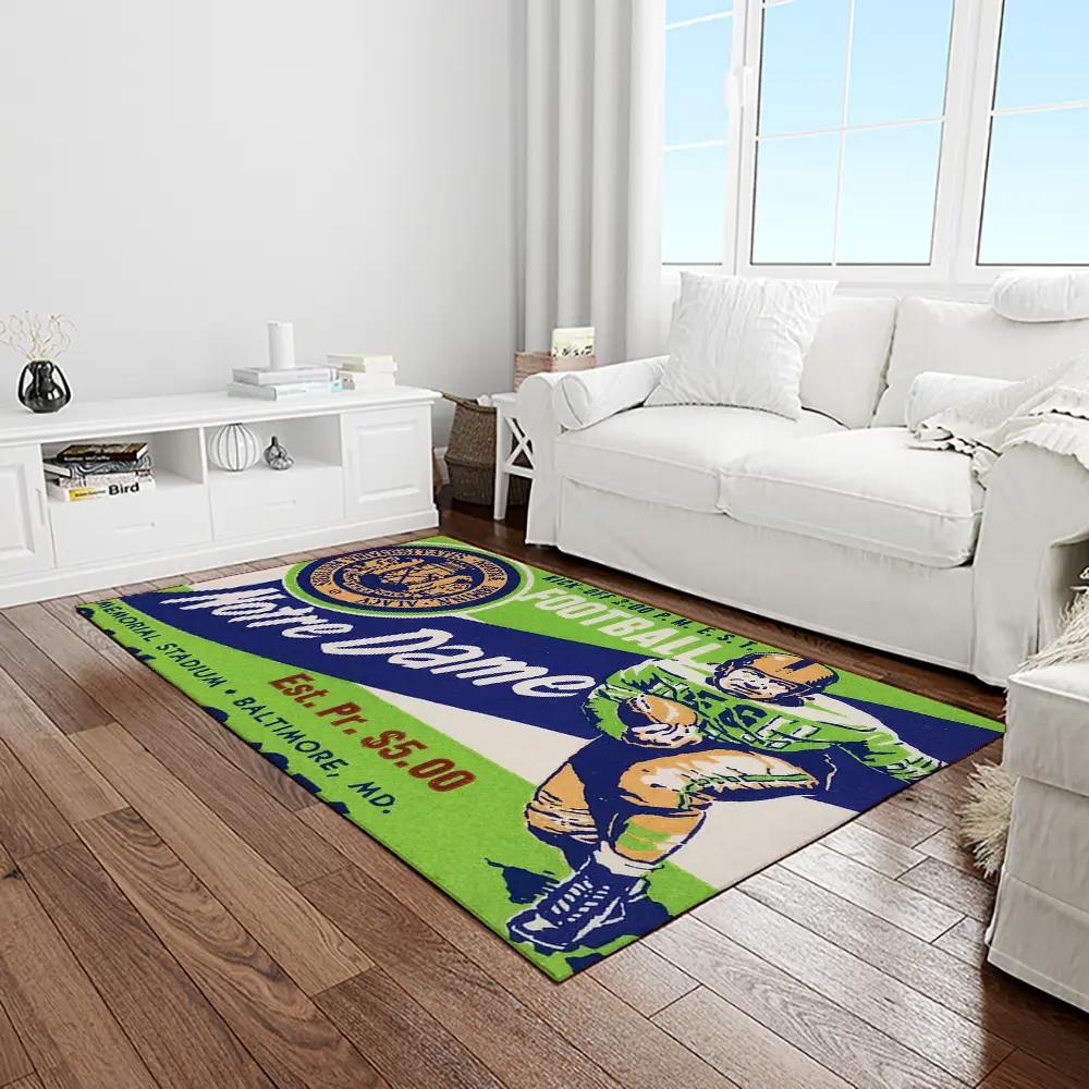 Ncaa notre dame fighting sport basketball and foolball team logo rectangle area rug ndf59 Rectangle Rug