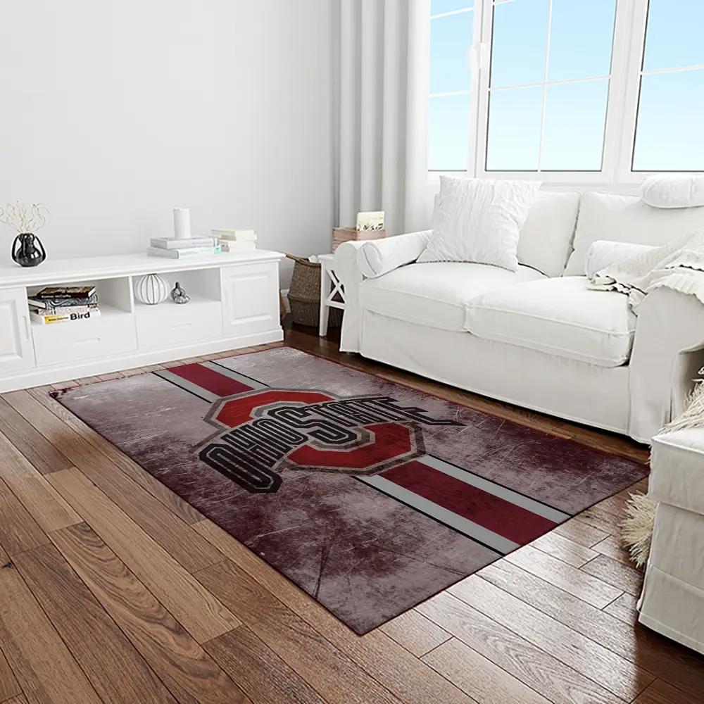 Ncaa ohio state buckeyes college sport basketball and foolball team logo rectangle area rug osb30 Rectangle Rug