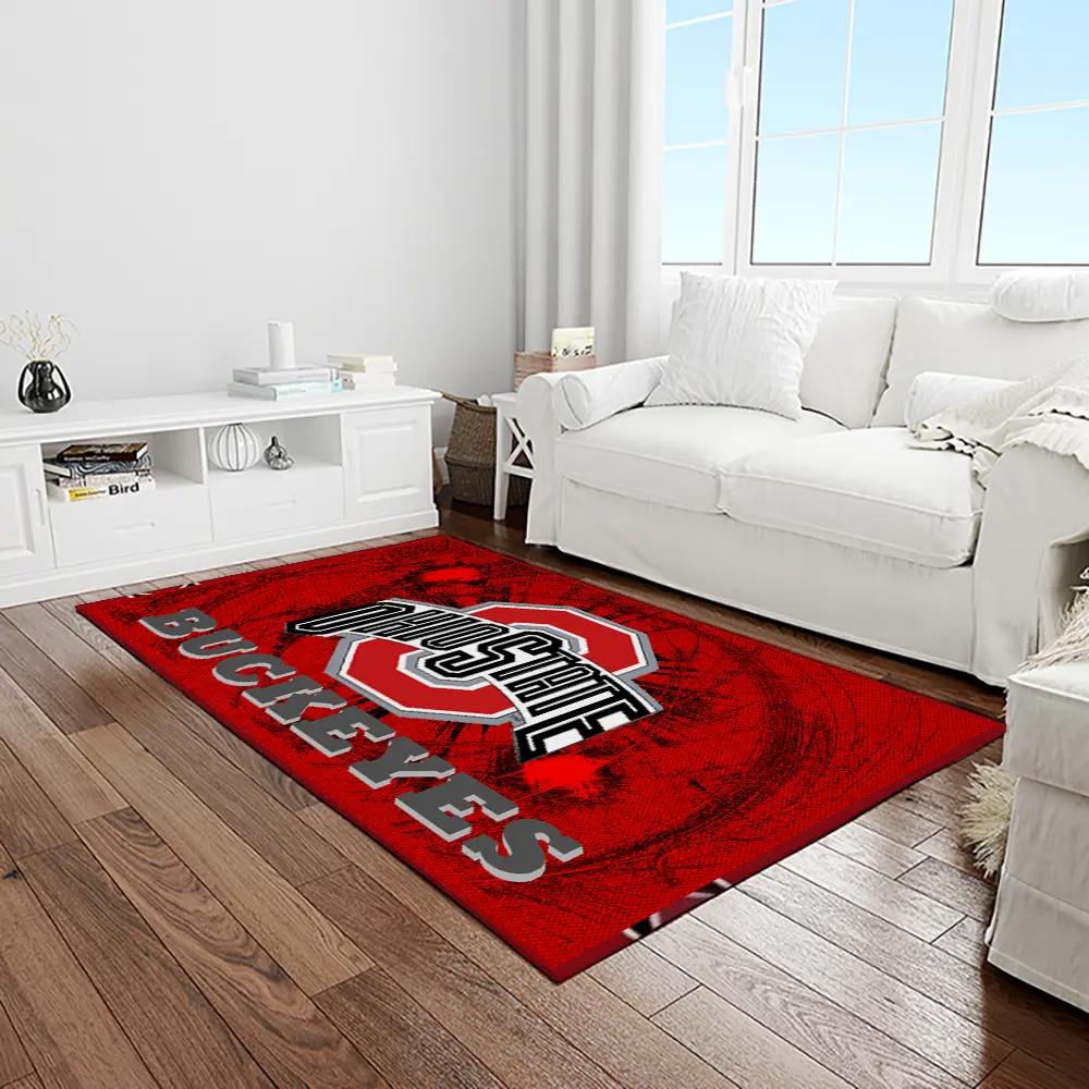Ncaa ohio state buckeyes college sport basketball and foolball team logo rectangle area rug osb61 Rectangle Rug