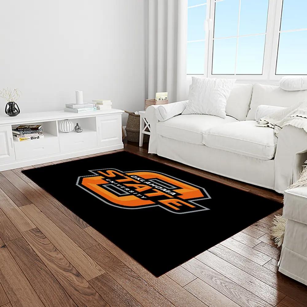 Ncaa oklahoma state cowboys sport basketball and foolball team logo rectangle area rug osc55 Rectangle Rug
