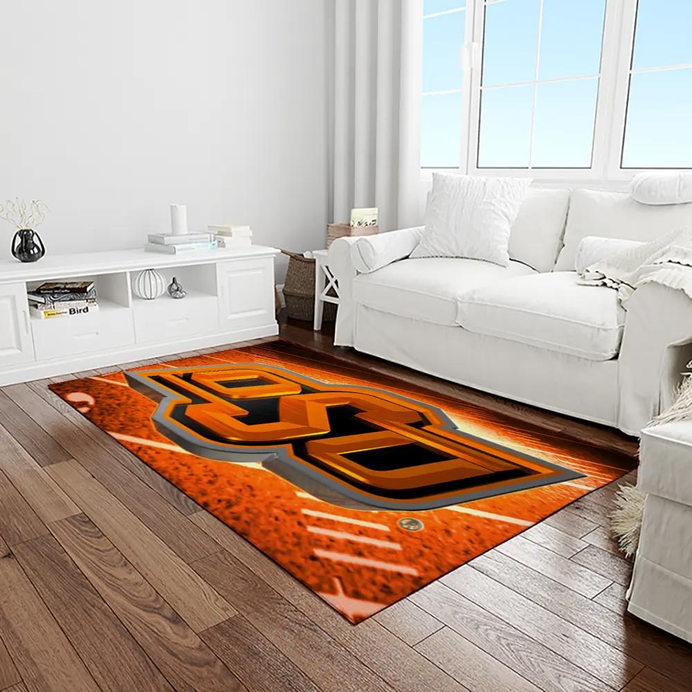 Ncaa oklahoma state cowboys sport basketball and foolball team logo rectangle area rug osc66 Rectangle Rug