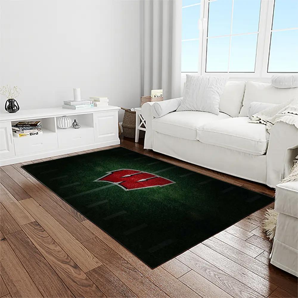 Ncaa wisconsin badgers college sport basketball and foolball team logo rectangle area rug wb19 Rectangle Rug