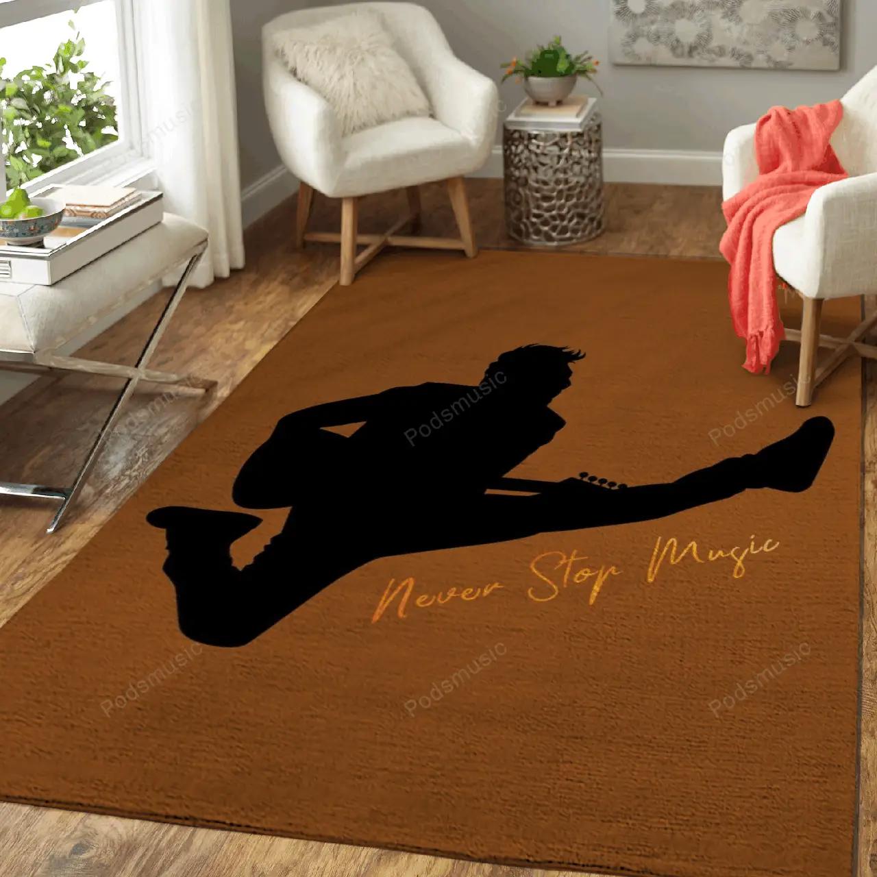 Never stop music guitarist music art for fans area rug living room carpet rug regtangle carpet floor decor home decor Rectangle Rug