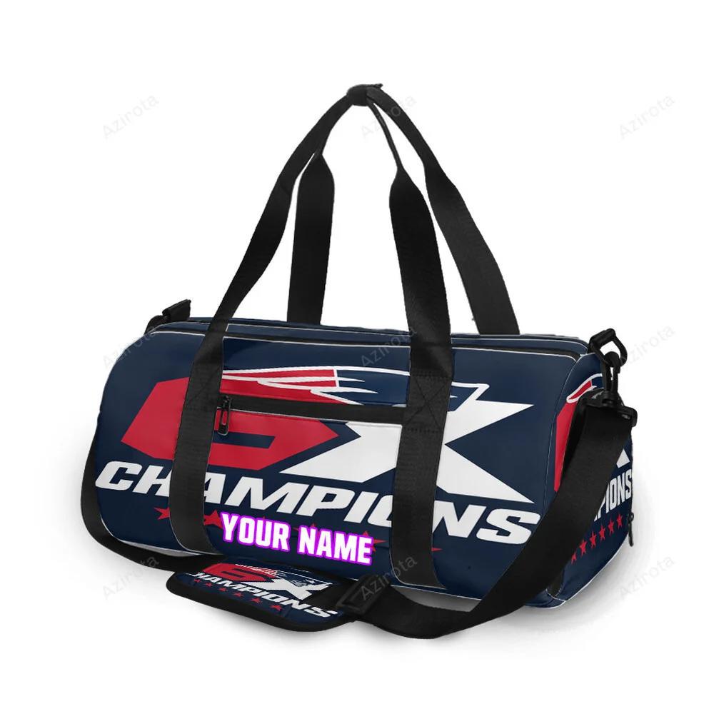 New england patriots 6x champions blue personalized name travel bag gym bag 322 Travel Bag