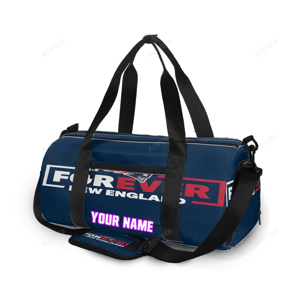New england patriots forever logo blue personalized name travel bag gym bag 1437 Travel Bag