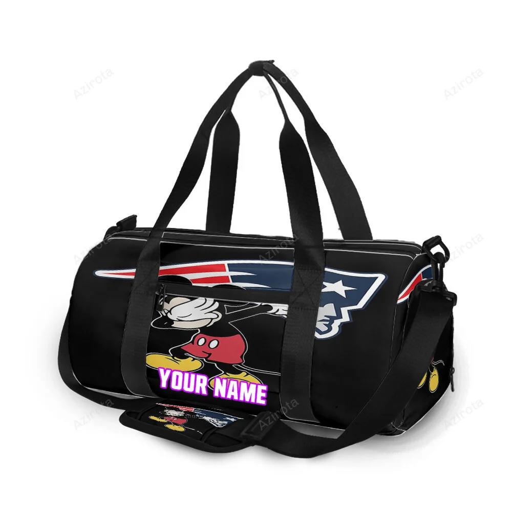 New england patriots mickey logo black personalized name travel bag gym bag 456 Travel Bag
