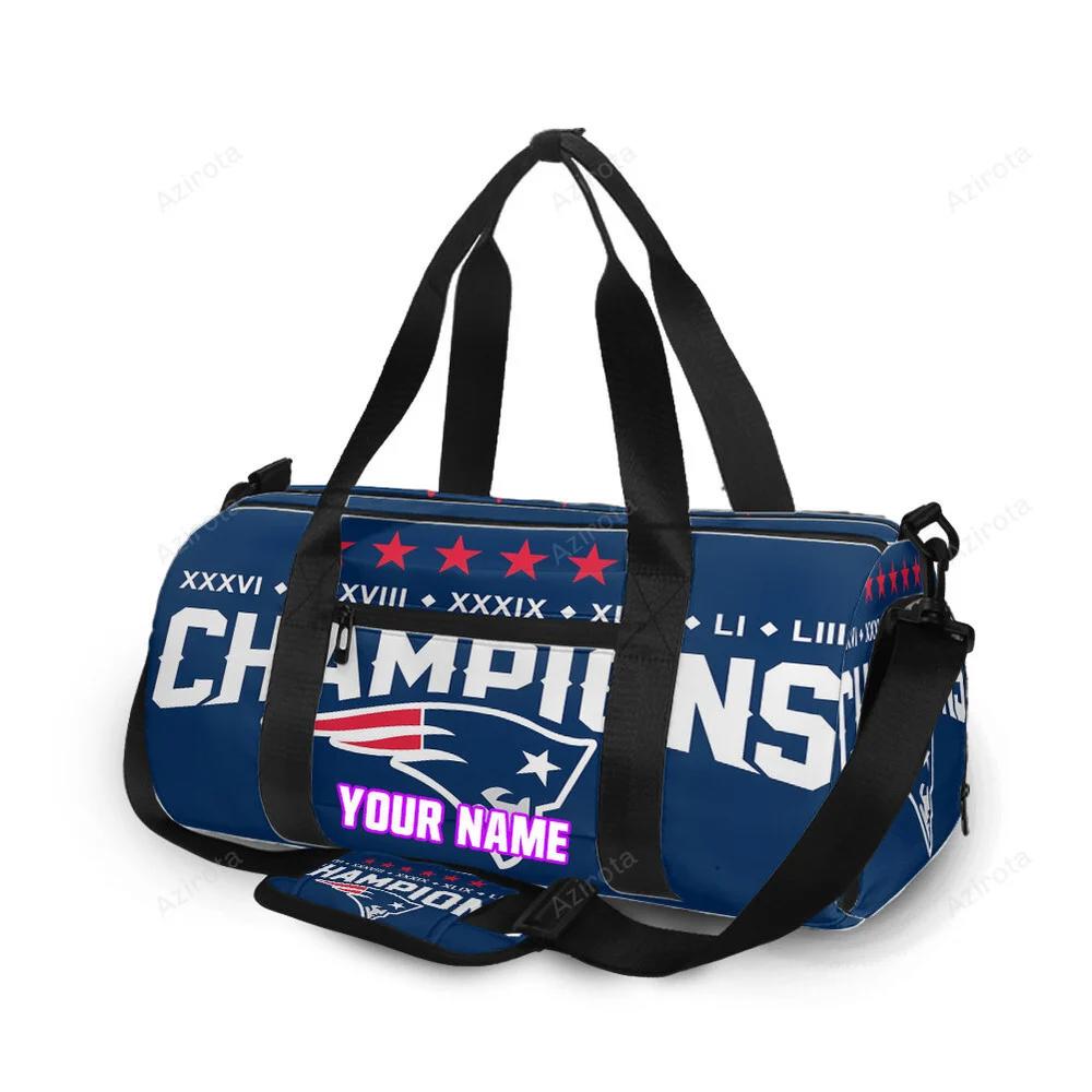 New england patriots stars champions personalized name travel bag gym bag 855 Travel Bag