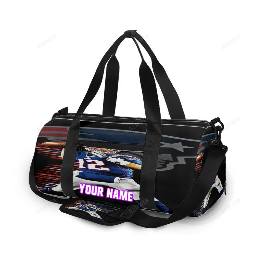 New england patriots tom new england patriots throwing ball personalized name travel bag gym bag 519 Travel Bag