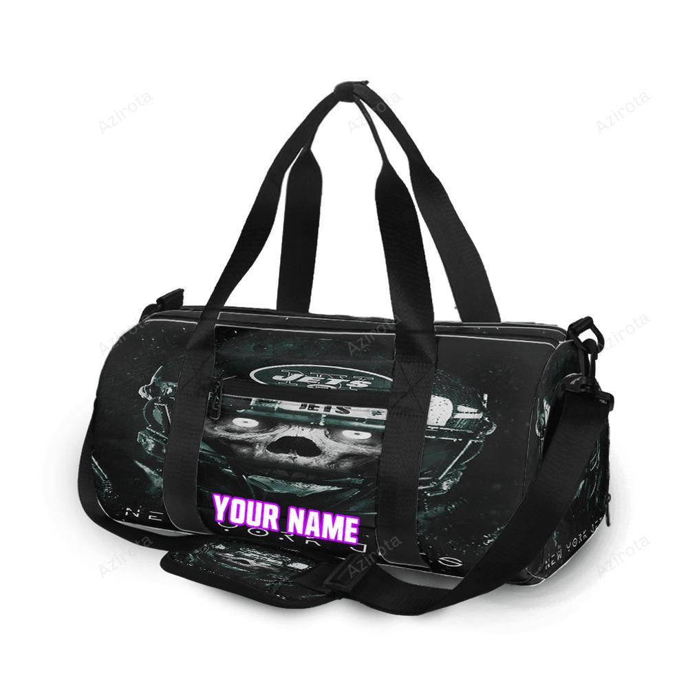 New york jets skull v26 personalized name travel bag gym bag 1305 Travel Bag