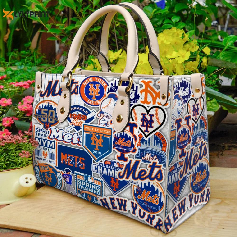 New york mets women s day gift: g95 leather hand bag gift for women’s day for die-hard fans 3595 Women Leather Hand Bag